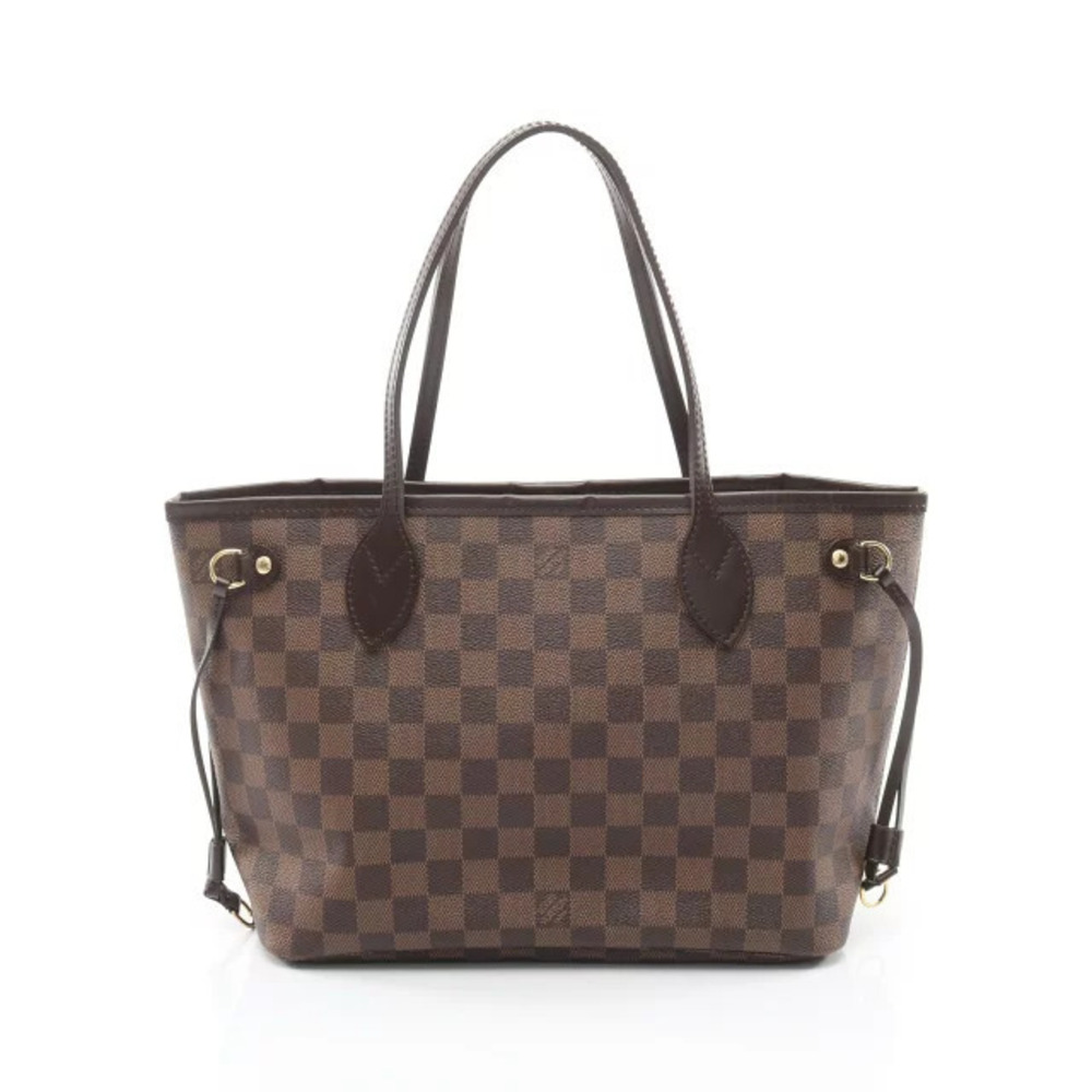 Louis Vuitton Neverfull Tote Bag Canvas Leather Damier Brown